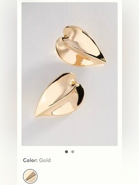 Anthropologie Leaf Drop Earrings Gold